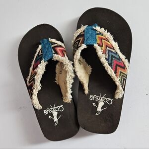 Corkys Kids Multicolor Chevron Raggedy Flip Flops 9